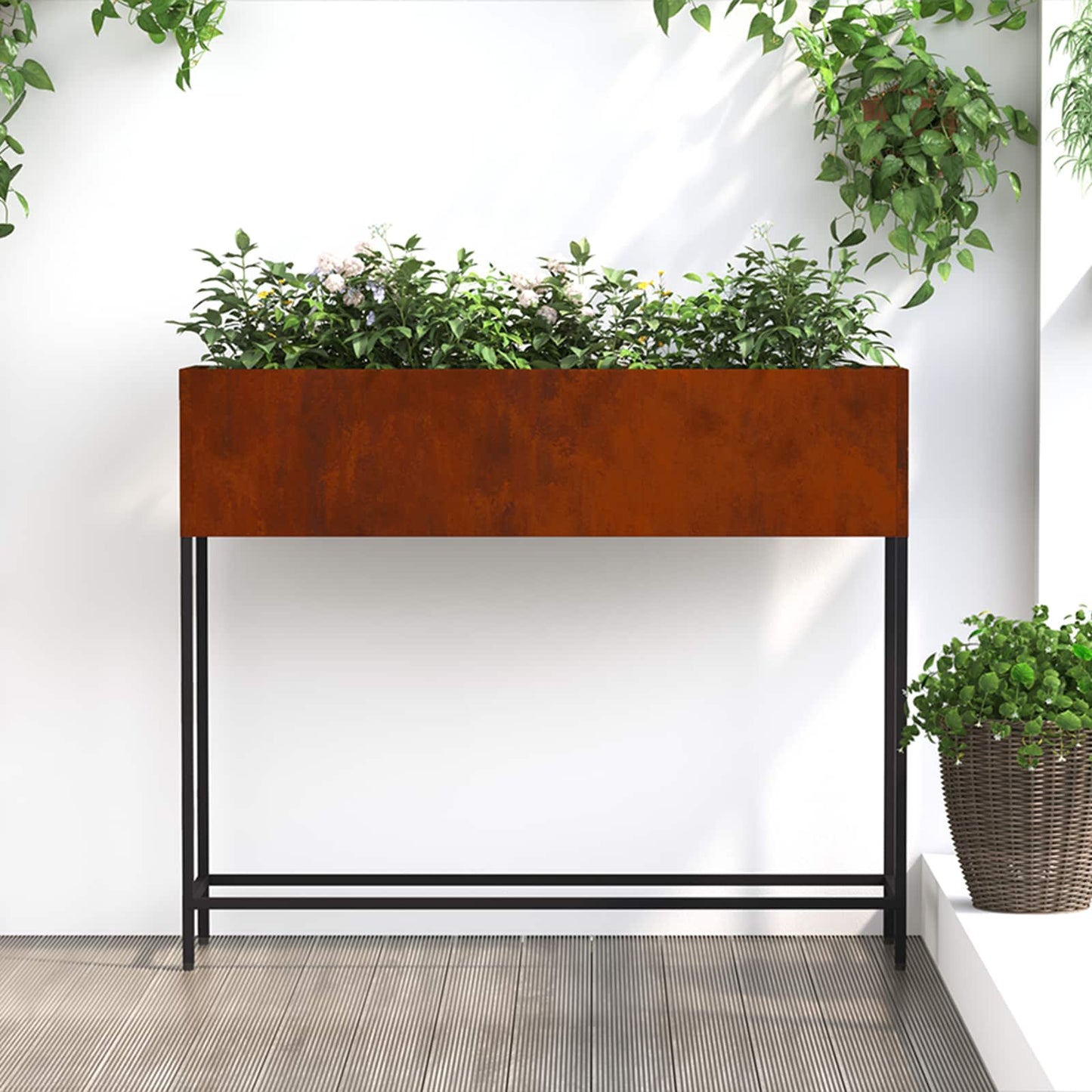 vidaXL Raised Garden Planter Rusty 100 x 26 x 82 cm Weathering Steel 1