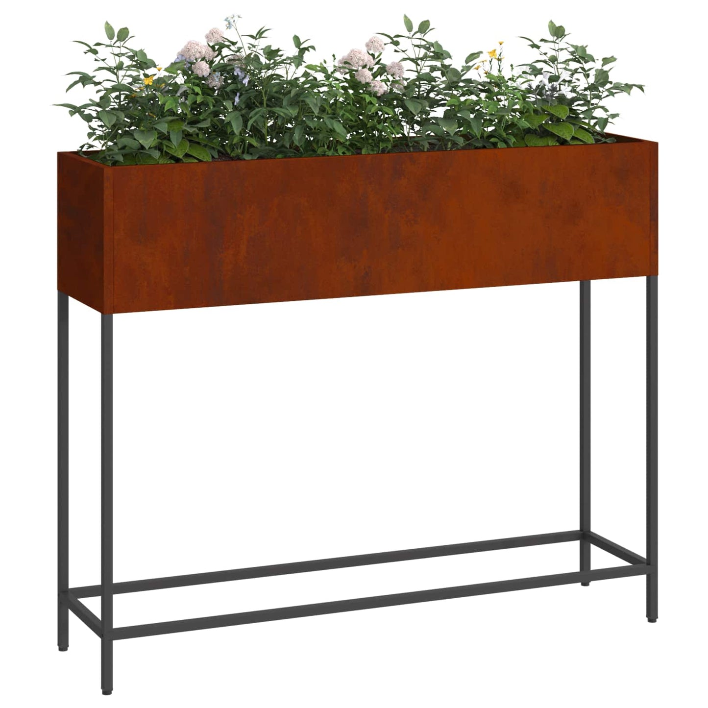 vidaXL Raised Garden Planter Rusty 100 x 26 x 82 cm Weathering Steel 3