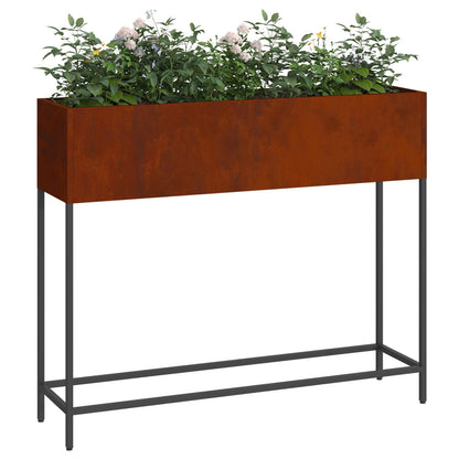 vidaXL Raised Garden Planter Rusty 100 x 26 x 82 cm Weathering Steel 3