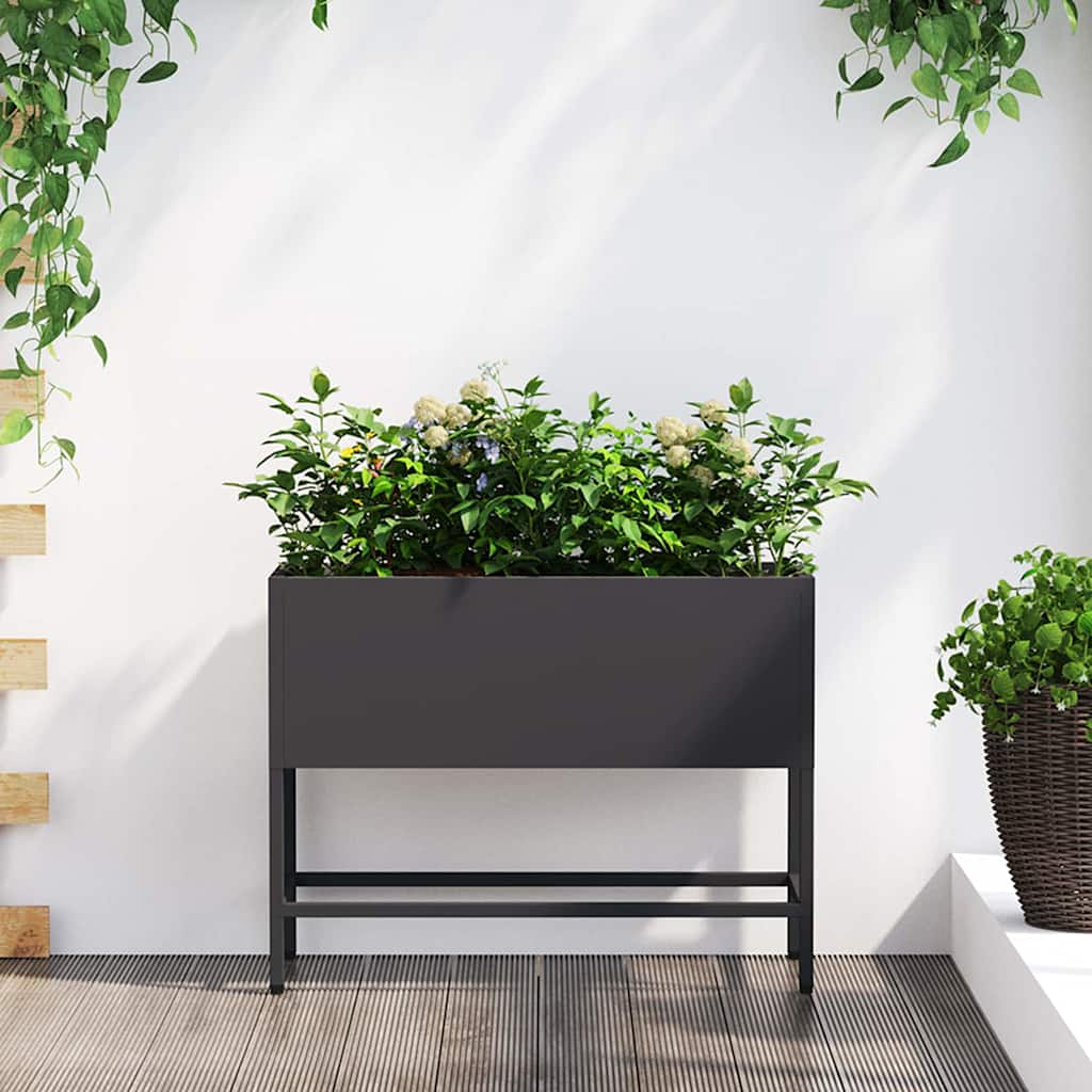 vidaXL Raised Garden Planter Black 60 x 26 x 45 cm Steel 1