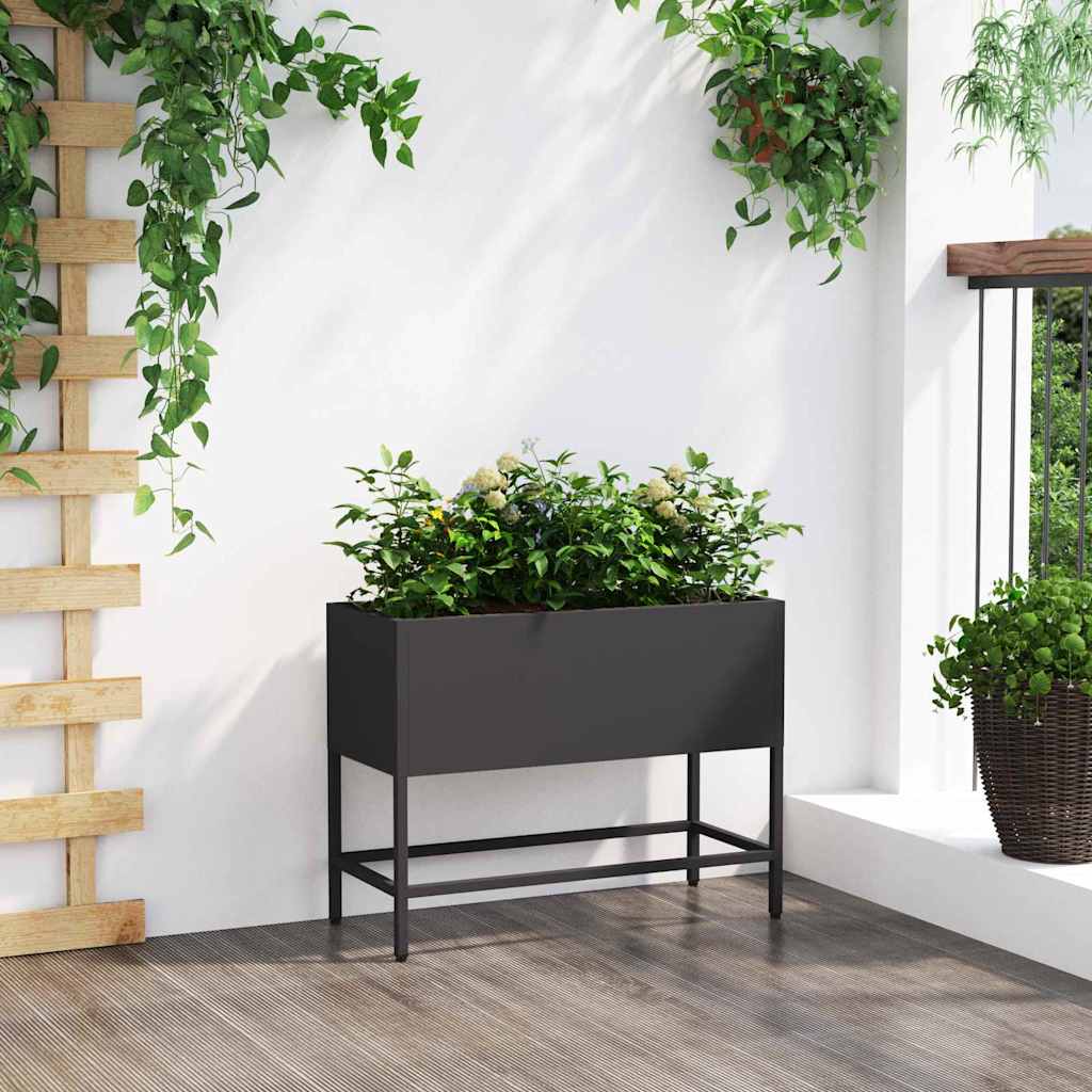 vidaXL Raised Garden Planter Black 60 x 26 x 45 cm Steel 4