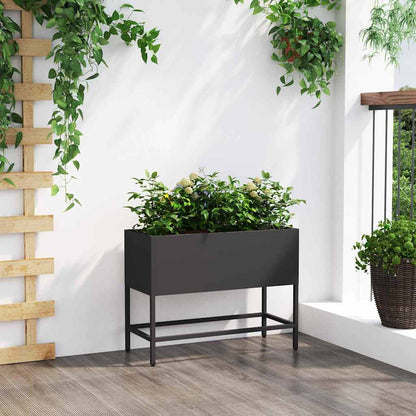vidaXL Raised Garden Planter Black 60 x 26 x 45 cm Steel 4