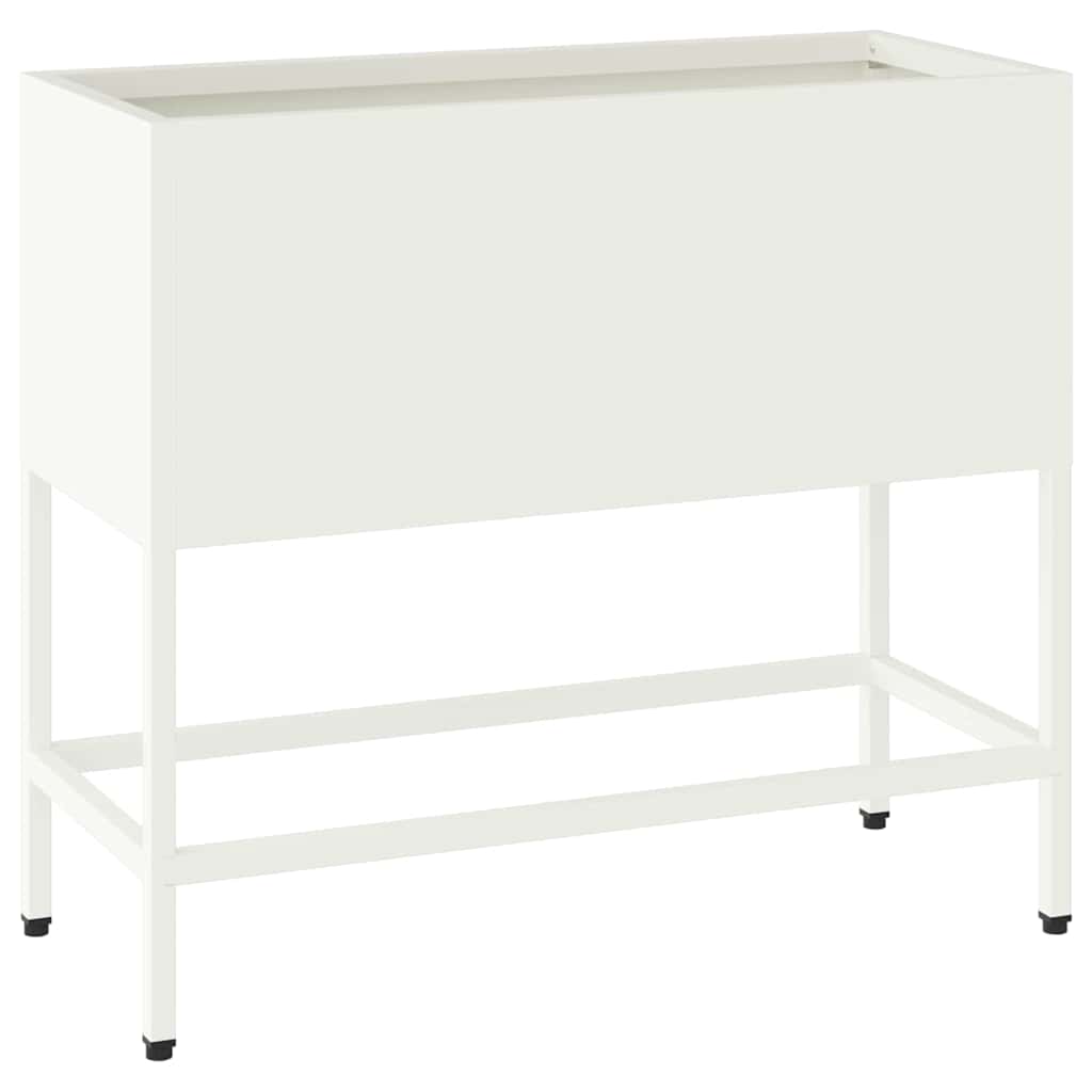 vidaXL Raised Garden Planter White 60 x 26 x 48 cm Steel 2