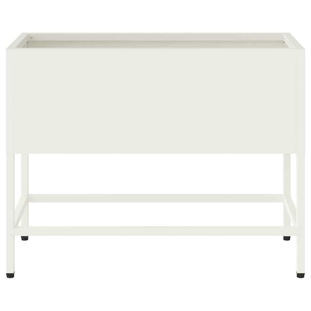 vidaXL Raised Garden Planter White 60 x 26 x 48 cm Steel 5