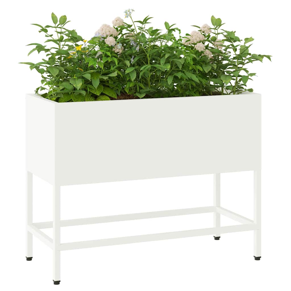 vidaXL Raised Garden Planter White 60 x 26 x 48 cm Steel 3