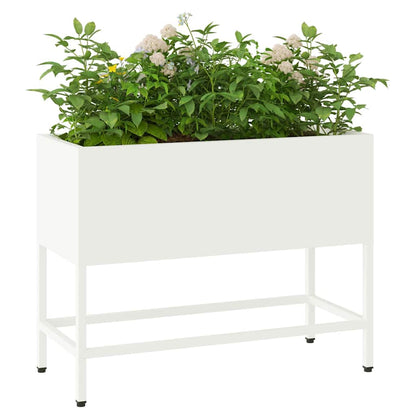vidaXL Raised Garden Planter White 60 x 26 x 48 cm Steel 3