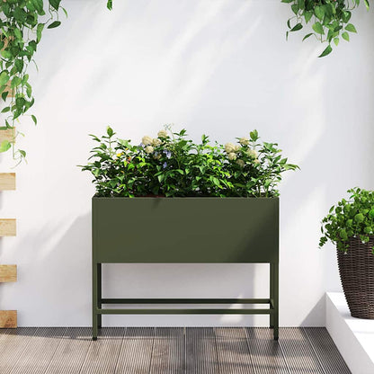 vidaXL Raised Garden Planter Olive green 60 x 26 x 45 cm Steel 1