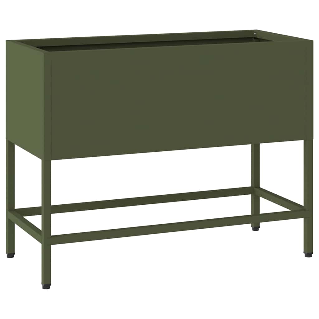 vidaXL Raised Garden Planter Olive green 60 x 26 x 45 cm Steel 2