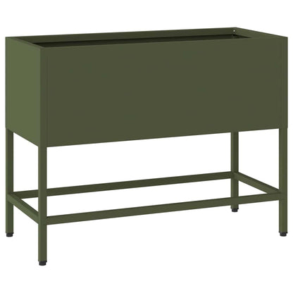 vidaXL Raised Garden Planter Olive green 60 x 26 x 45 cm Steel 2