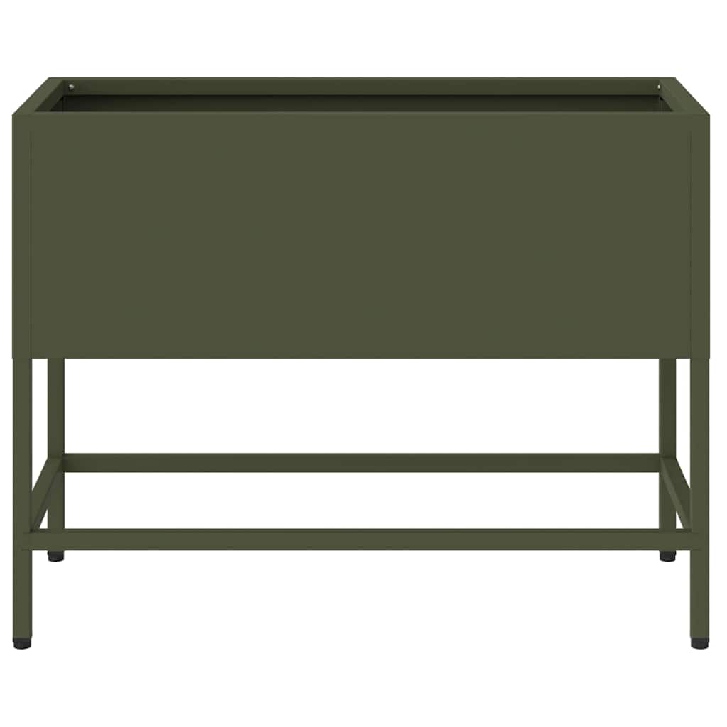 vidaXL Raised Garden Planter Olive green 60 x 26 x 45 cm Steel 5