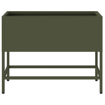 vidaXL Raised Garden Planter Olive green 60 x 26 x 45 cm Steel 5