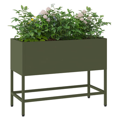 vidaXL Raised Garden Planter Olive green 60 x 26 x 45 cm Steel 3