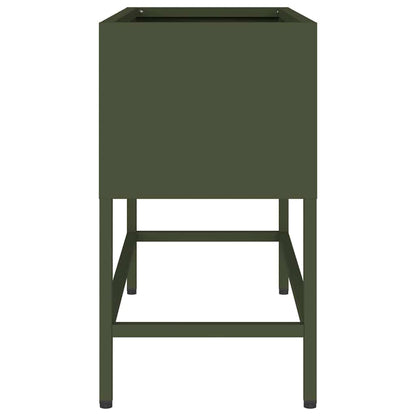 vidaXL Raised Garden Planter Olive green 60 x 26 x 45 cm Steel 6