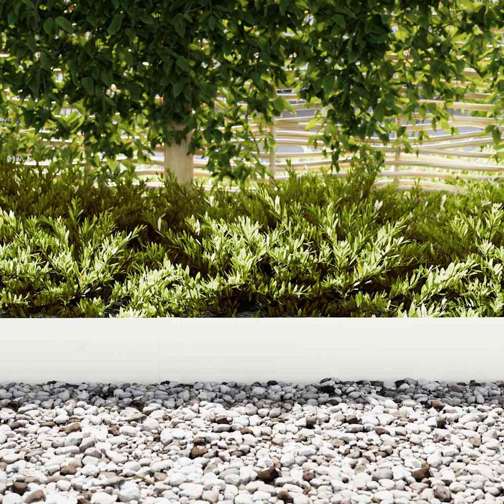 vidaXL Lawn Edging 10 pcs 100 x 0.05 x 20 cm Cold Rolled Steel White 3