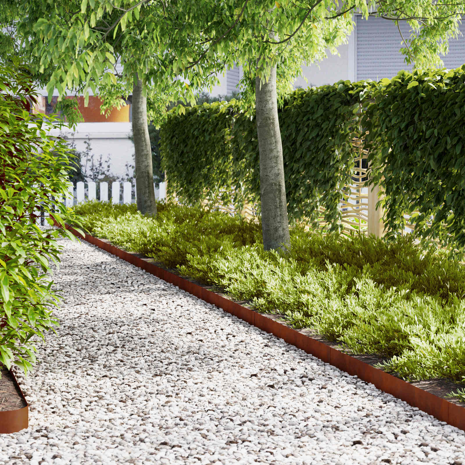 vidaXL Lawn Edging 10 pcs 100 x 0.05 x 20 cm Rusty 1