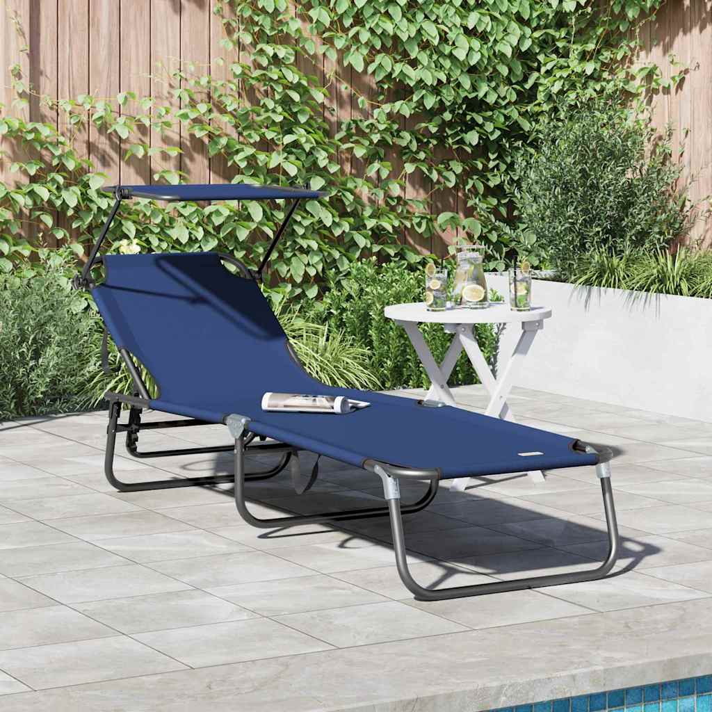 vidaXL Folding Sun Lounger Folding Blue 190 x 57 x 81 cm Oxford 1