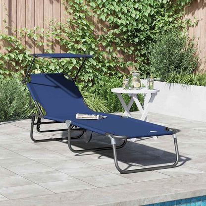 vidaXL Folding Sun Lounger Folding Blue 190 x 57 x 81 cm Oxford 1