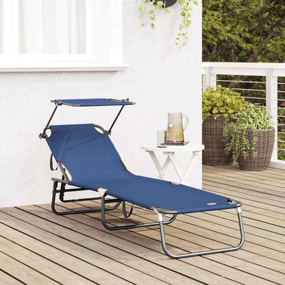 vidaXL Folding Sun Lounger Folding Blue 190 x 57 x 81 cm Oxford 3