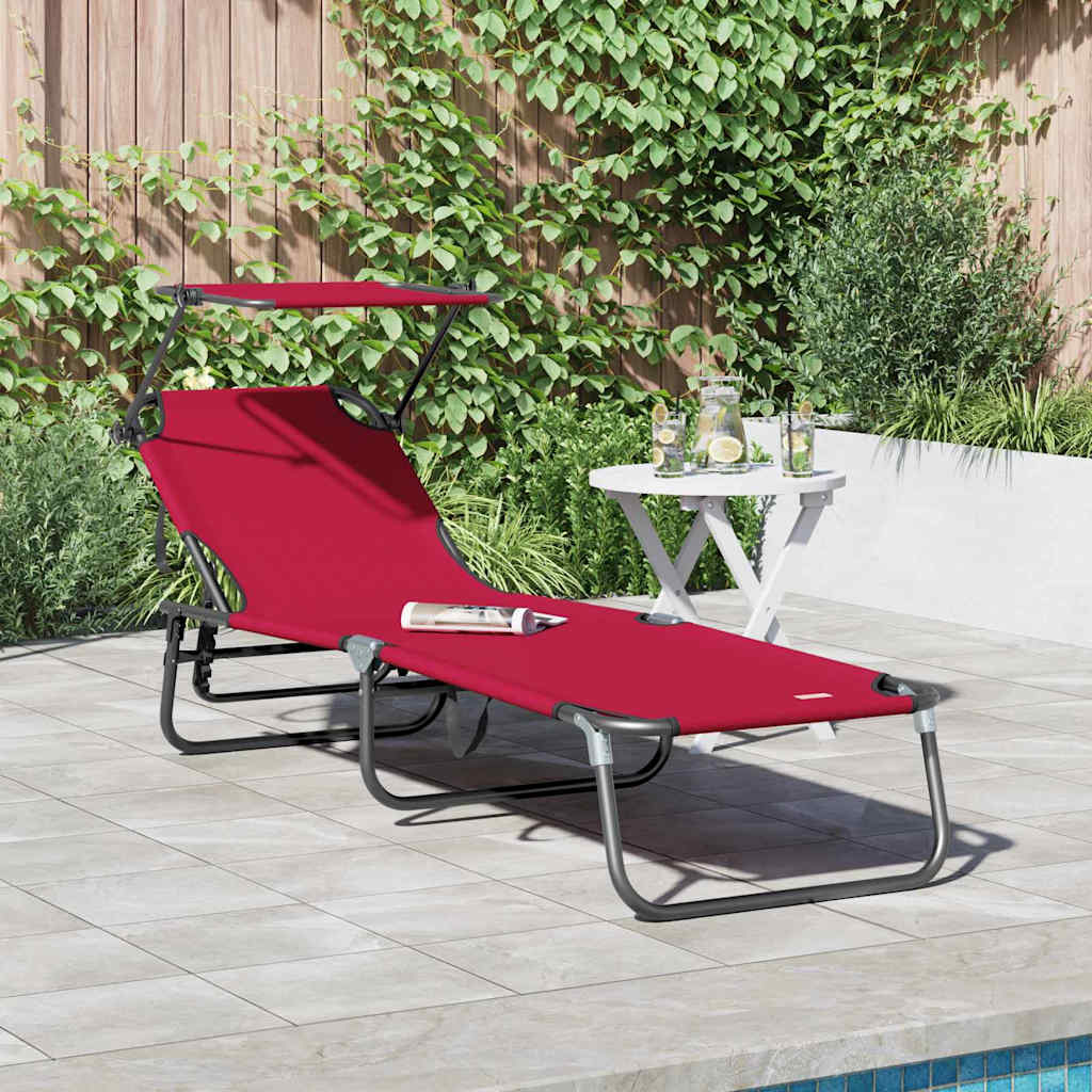vidaXL Folding Sun Lounger Folding Red 190 x 57 x 81 cm Oxford 1