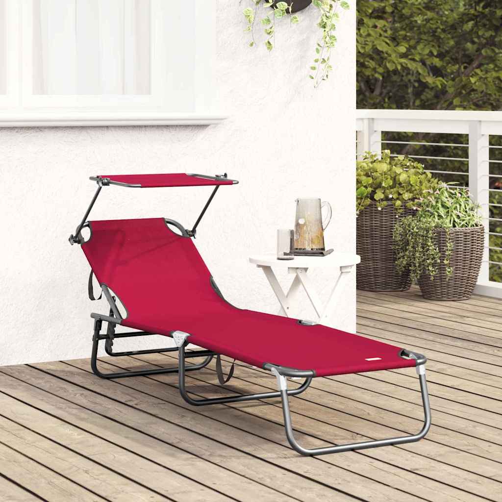 vidaXL Folding Sun Lounger Folding Red 190 x 57 x 81 cm Oxford 3