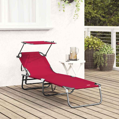 vidaXL Folding Sun Lounger Folding Red 190 x 57 x 81 cm Oxford 3