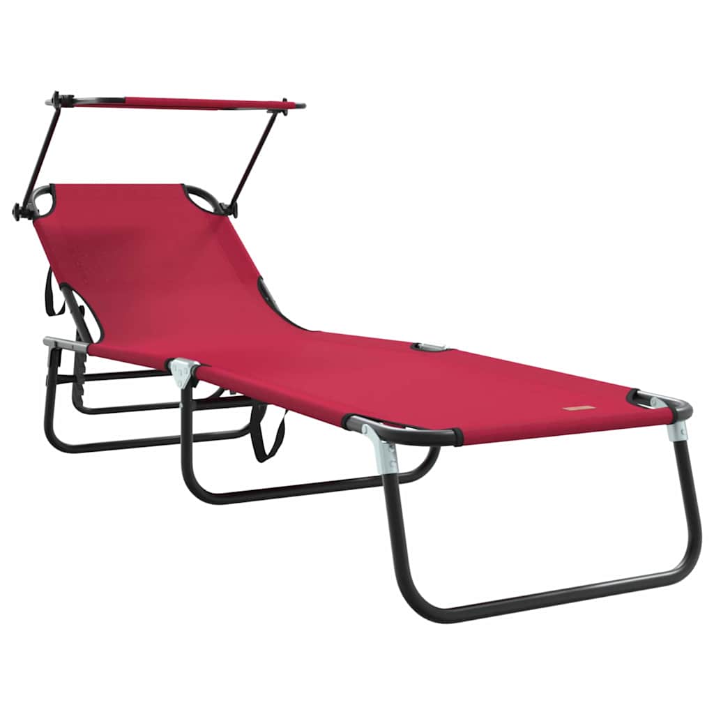 vidaXL Folding Sun Lounger Folding Red 190 x 57 x 81 cm Oxford 2
