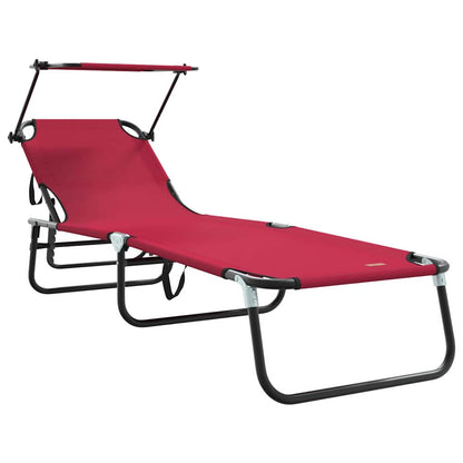 vidaXL Folding Sun Lounger Folding Red 190 x 57 x 81 cm Oxford 2