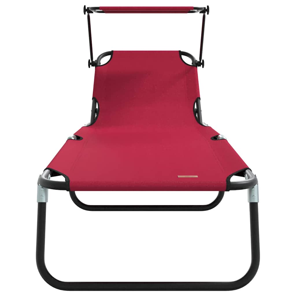 vidaXL Folding Sun Lounger Folding Red 190 x 57 x 81 cm Oxford 4