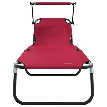 vidaXL Folding Sun Lounger Folding Red 190 x 57 x 81 cm Oxford 4