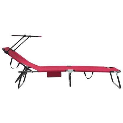 vidaXL Folding Sun Lounger Folding Red 190 x 57 x 81 cm Oxford 5