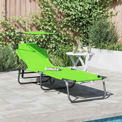 vidaXL Folding Sun Lounger Oxford Green 1