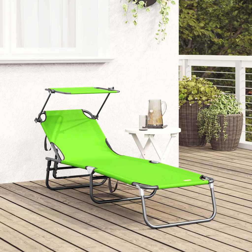vidaXL Folding Sun Lounger Oxford Green 3