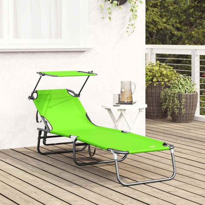 vidaXL Folding Sun Lounger Oxford Green 3