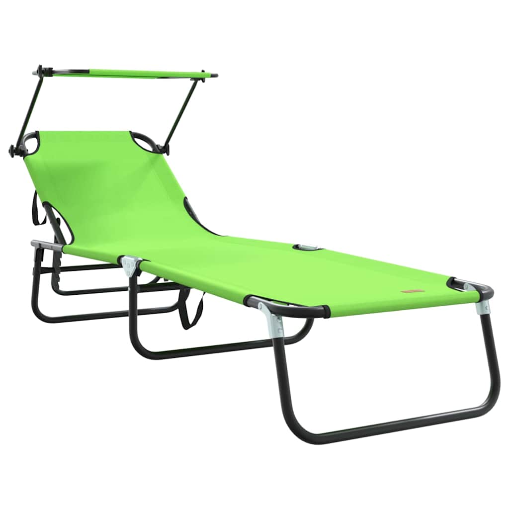 vidaXL Folding Sun Lounger Oxford Green 2