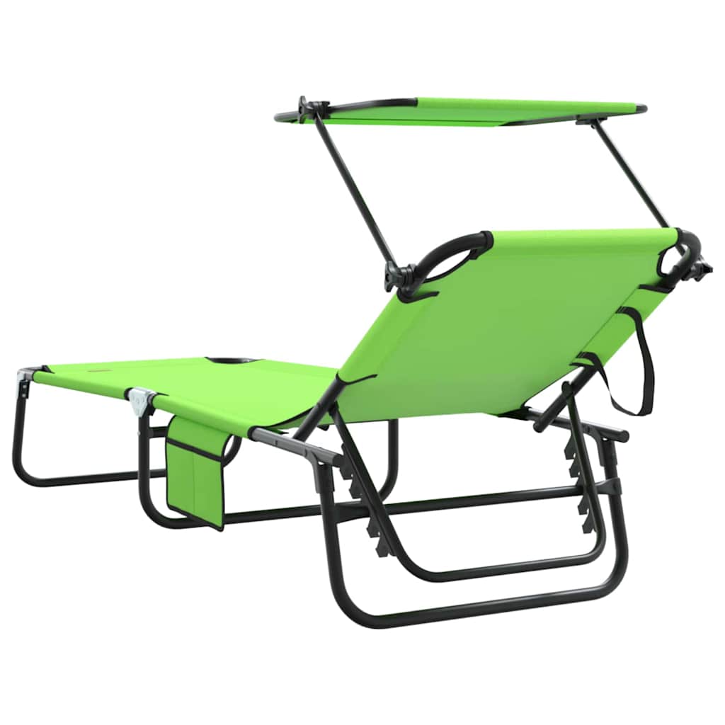 vidaXL Folding Sun Lounger Oxford Green 6
