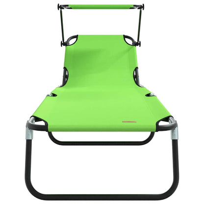 vidaXL Folding Sun Lounger Oxford Green 4
