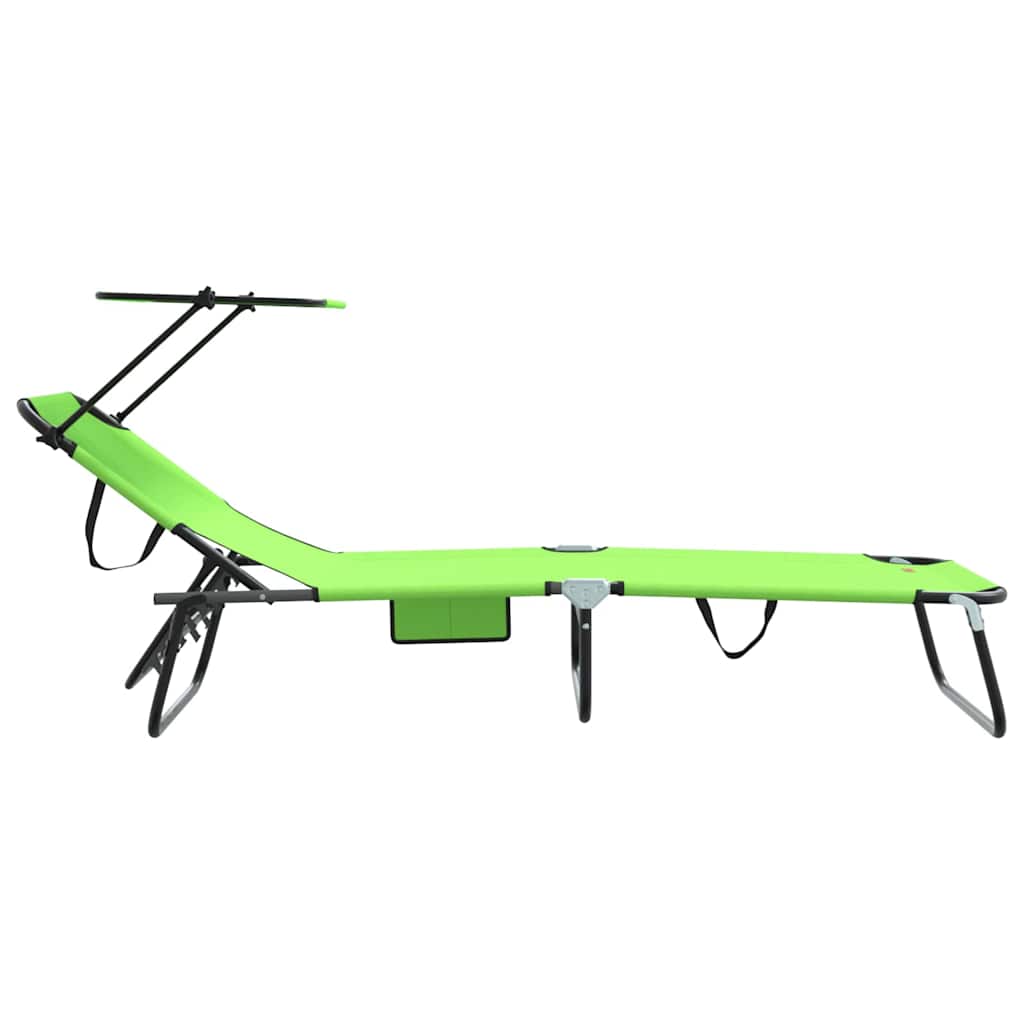 vidaXL Folding Sun Lounger Oxford Green 5
