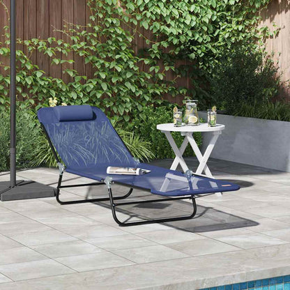 vidaXL Folding Sun Lounger Navy Blue 182 x 55 x 85.5 cm Textilene 1