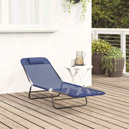 vidaXL Folding Sun Lounger Navy Blue 182 x 55 x 85.5 cm Textilene 3