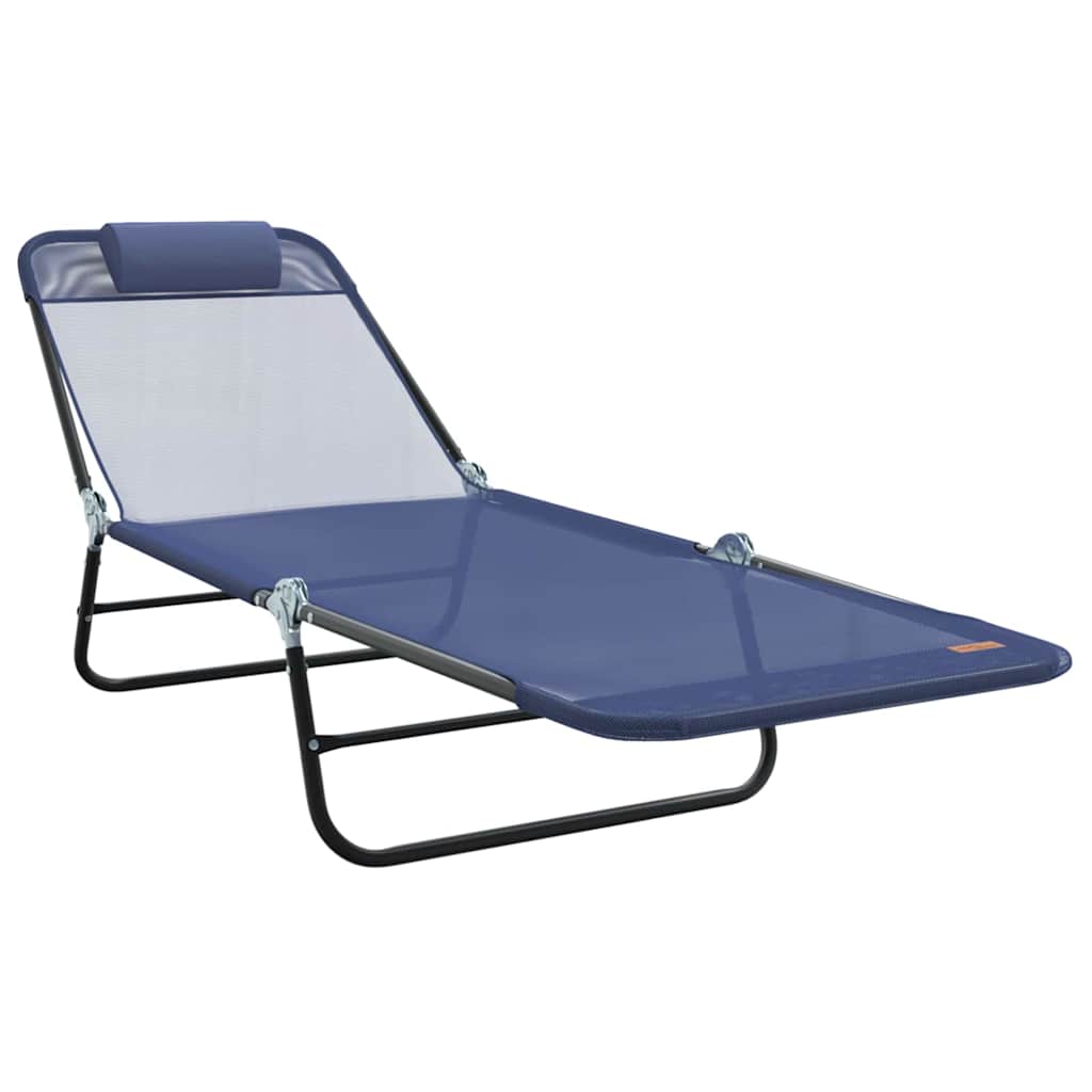vidaXL Folding Sun Lounger Navy Blue 182 x 55 x 85.5 cm Textilene 2