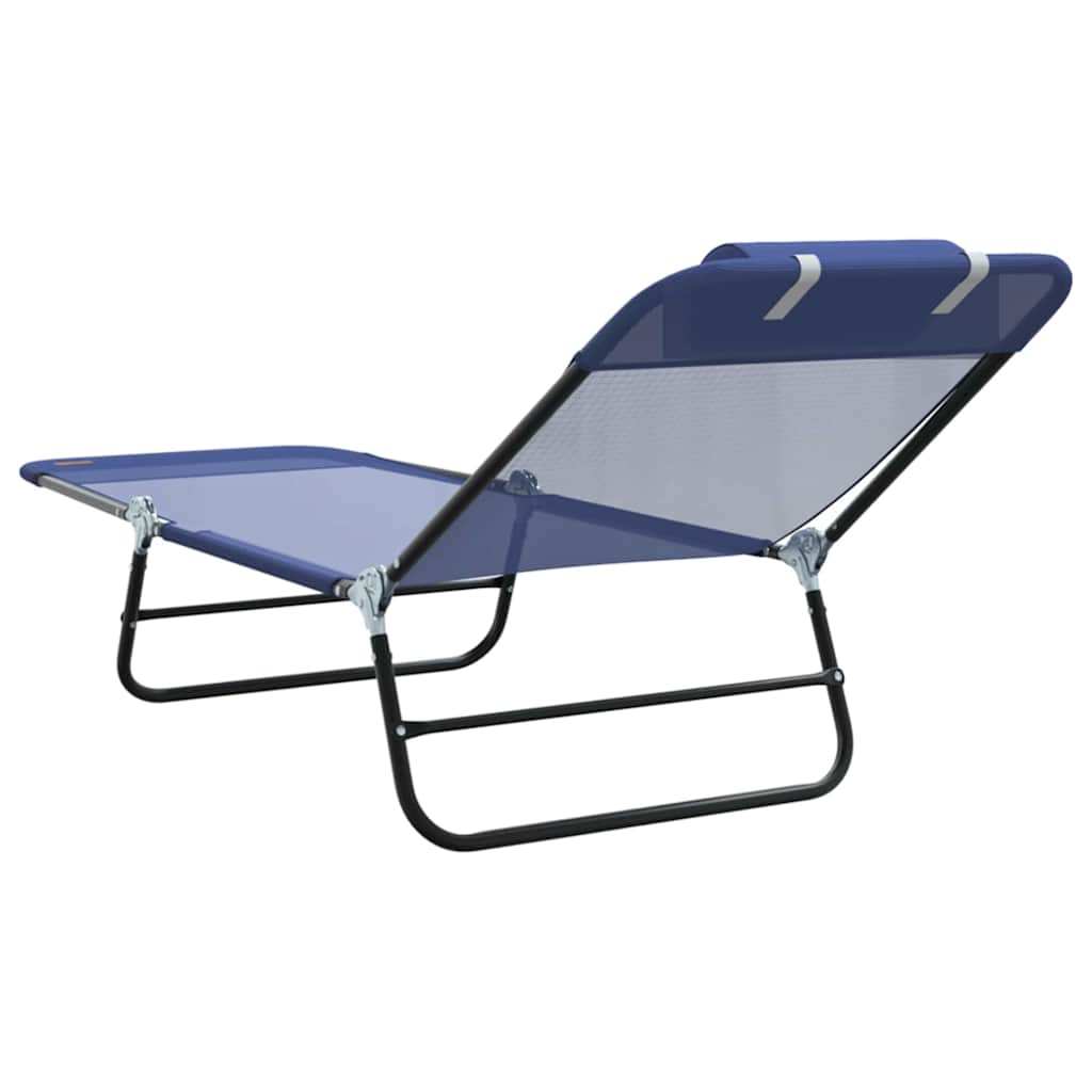 vidaXL Folding Sun Lounger Navy Blue 182 x 55 x 85.5 cm Textilene 6