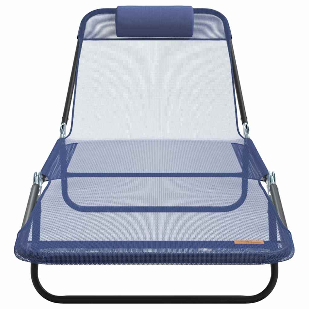 vidaXL Folding Sun Lounger Navy Blue 182 x 55 x 85.5 cm Textilene 4