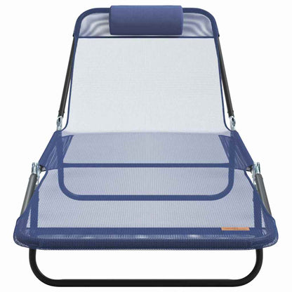vidaXL Folding Sun Lounger Navy Blue 182 x 55 x 85.5 cm Textilene 4