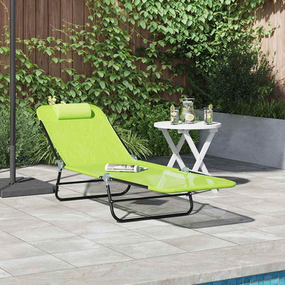 vidaXL Folding Sun Lounger Folding Green 182 x 55 x 85.5 cm Textilene 1