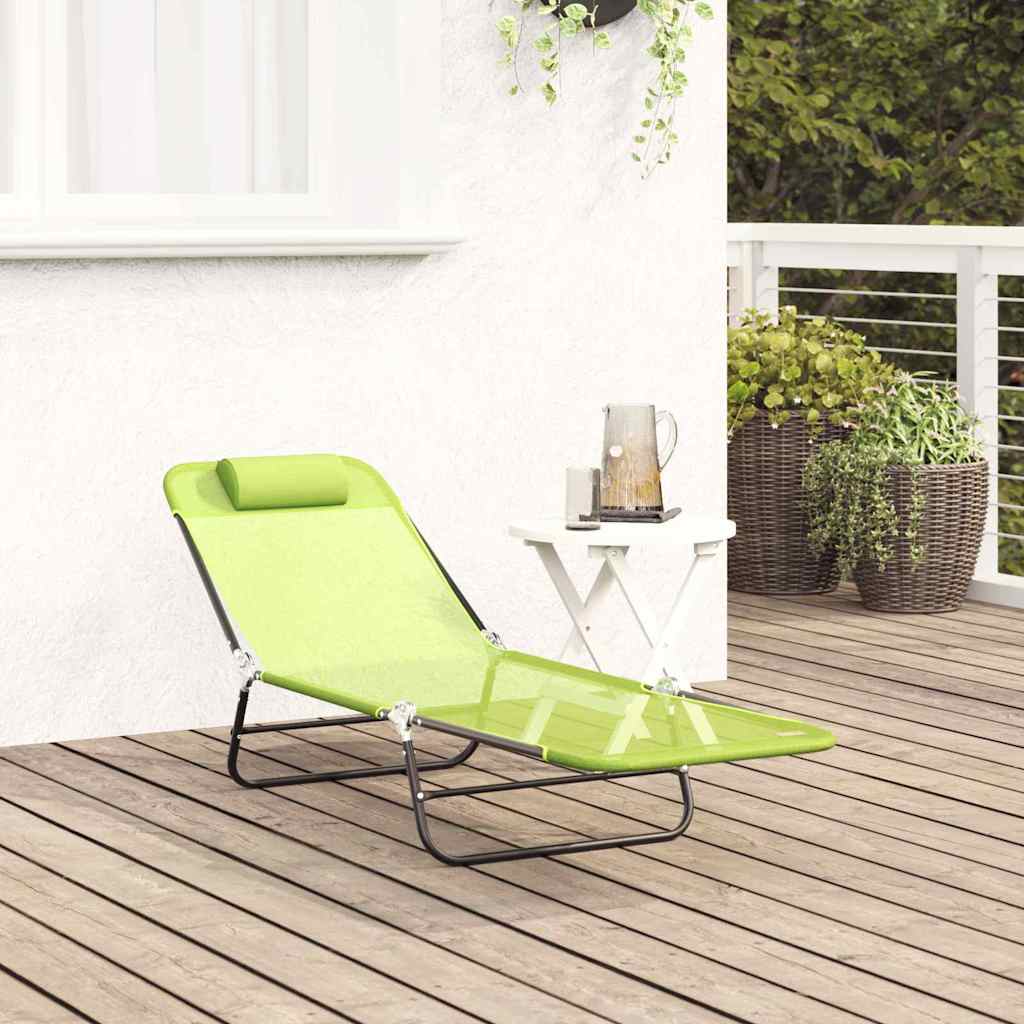 vidaXL Folding Sun Lounger Folding Green 182 x 55 x 85.5 cm Textilene 3