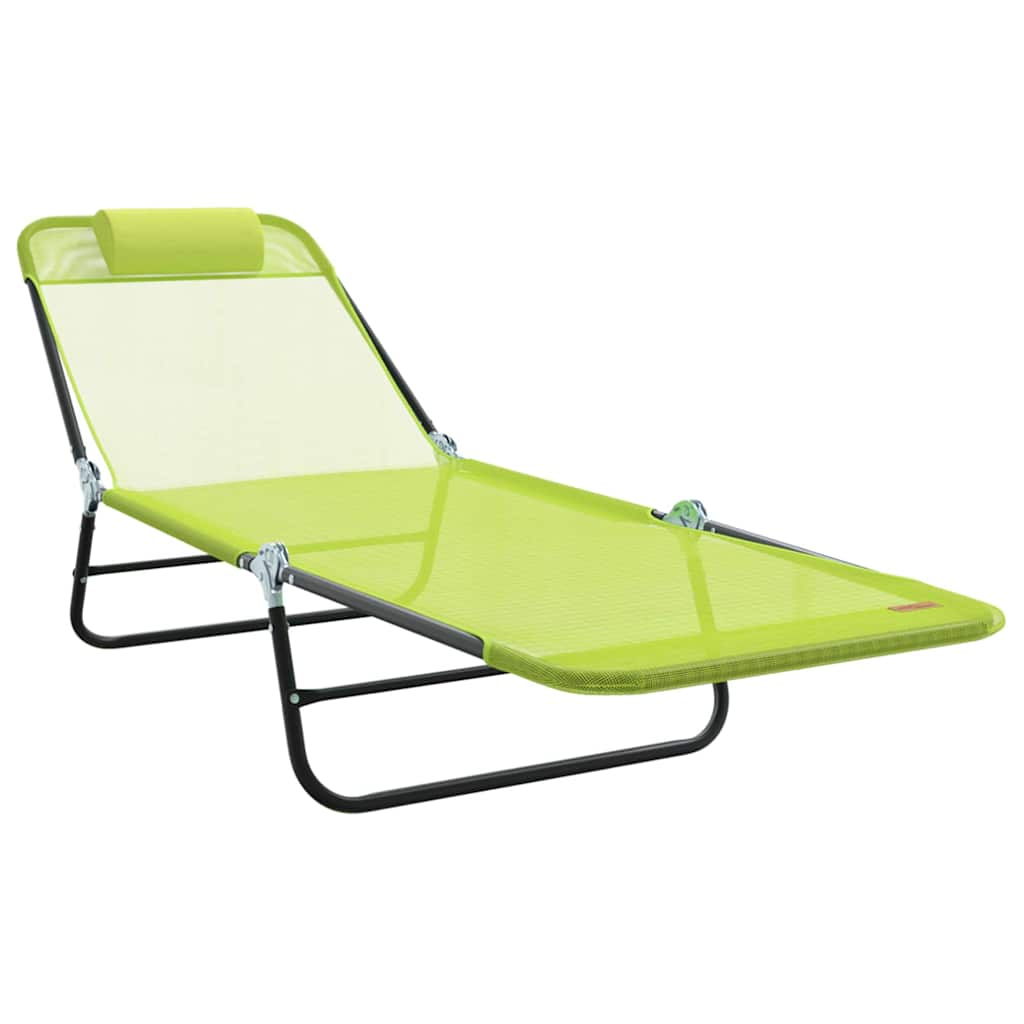 vidaXL Folding Sun Lounger Folding Green 182 x 55 x 85.5 cm Textilene 2