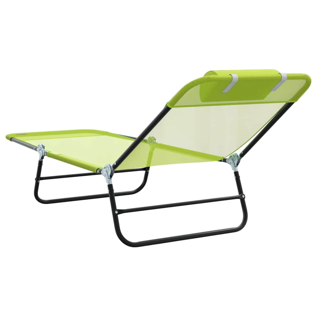 vidaXL Folding Sun Lounger Folding Green 182 x 55 x 85.5 cm Textilene 6