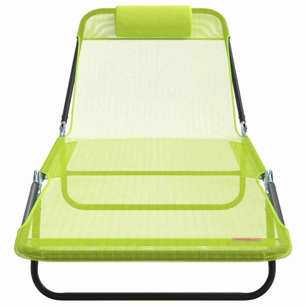 vidaXL Folding Sun Lounger Folding Green 182 x 55 x 85.5 cm Textilene 4