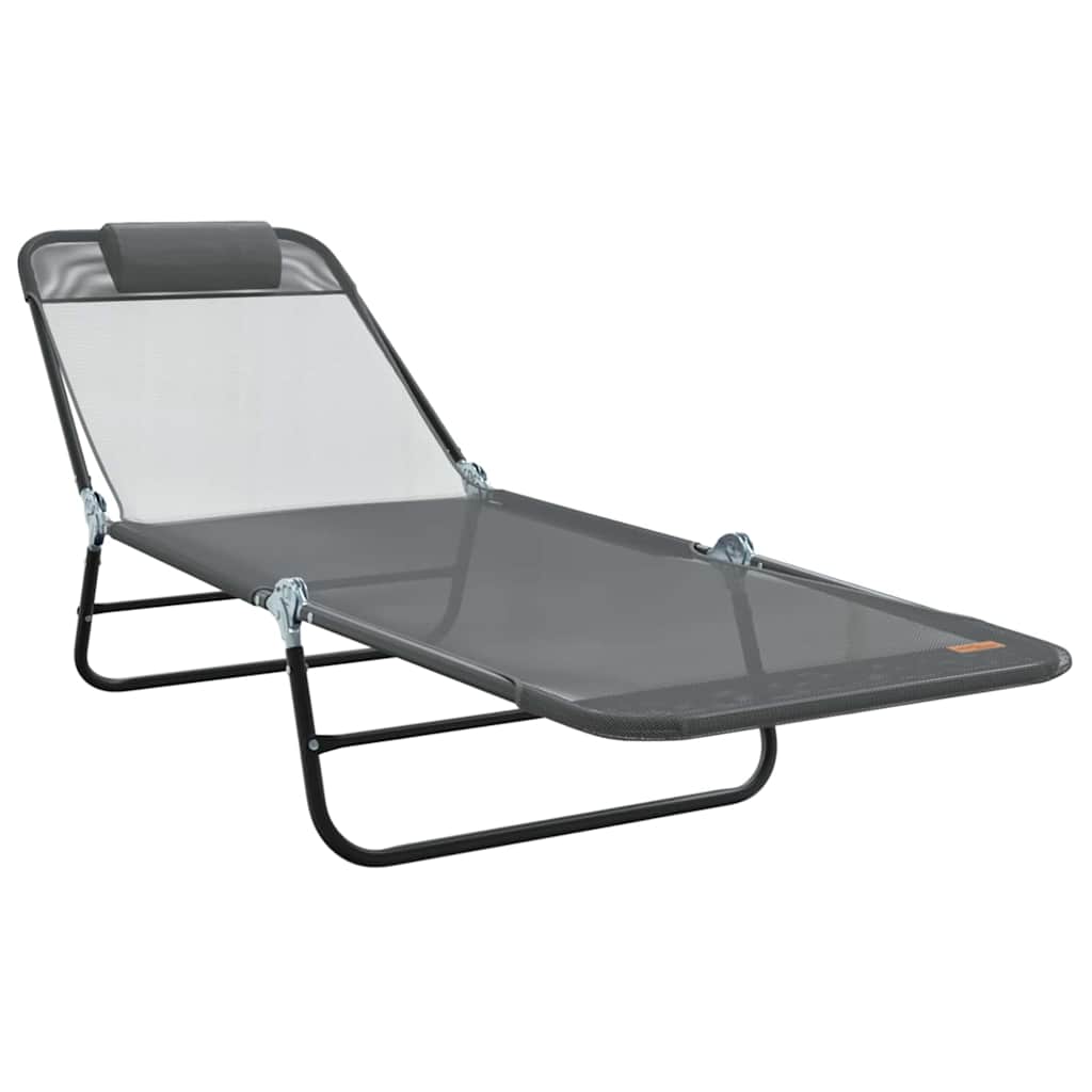 vidaXL Folding Sun Lounger Folding Grey 182 x 55 x 85.5 cm Textilene 2