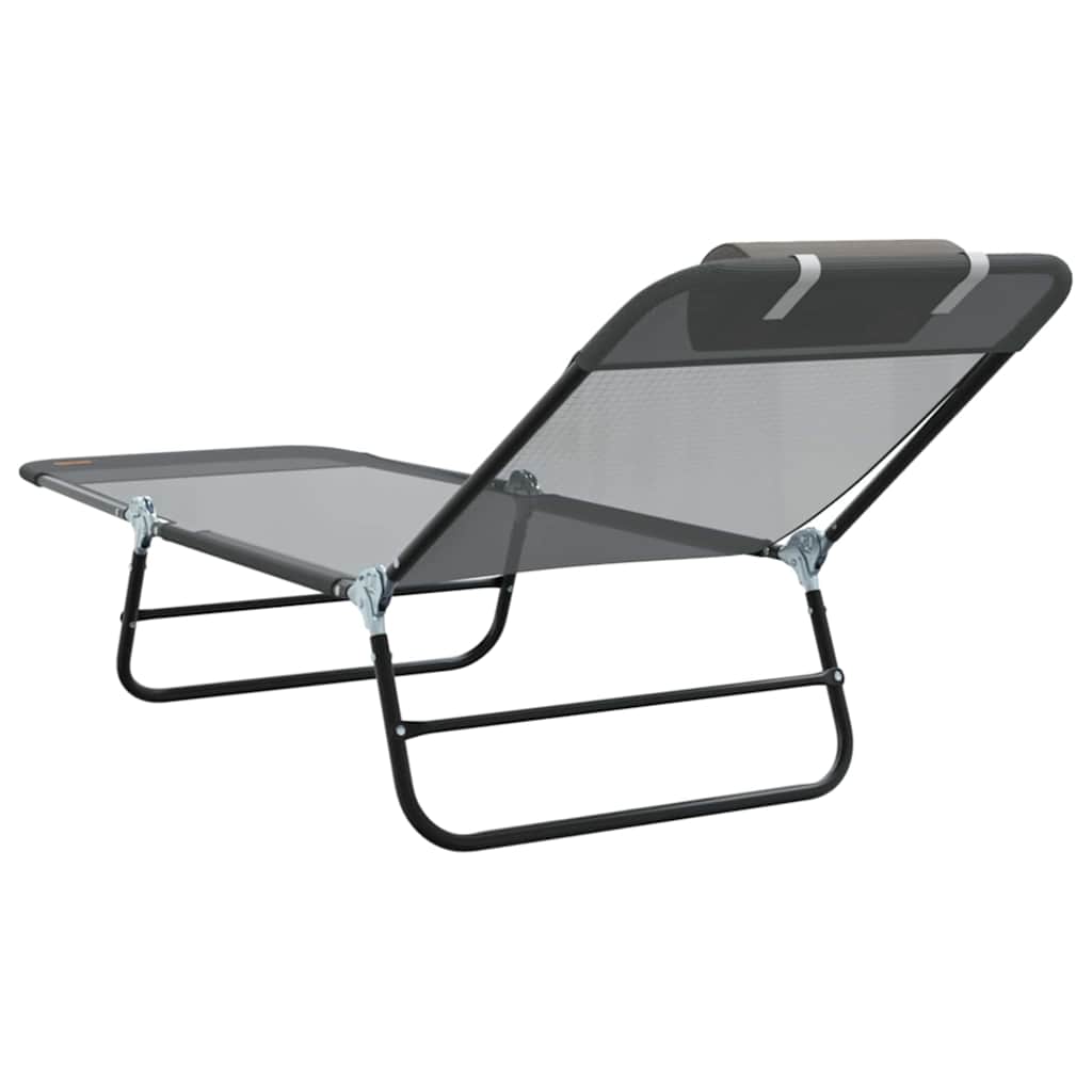 vidaXL Folding Sun Lounger Folding Grey 182 x 55 x 85.5 cm Textilene 6
